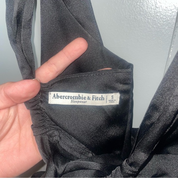 Abercrombie & Fitch Black Satin Slip Mini Tie Back Dress Small - Picture 6 of 6